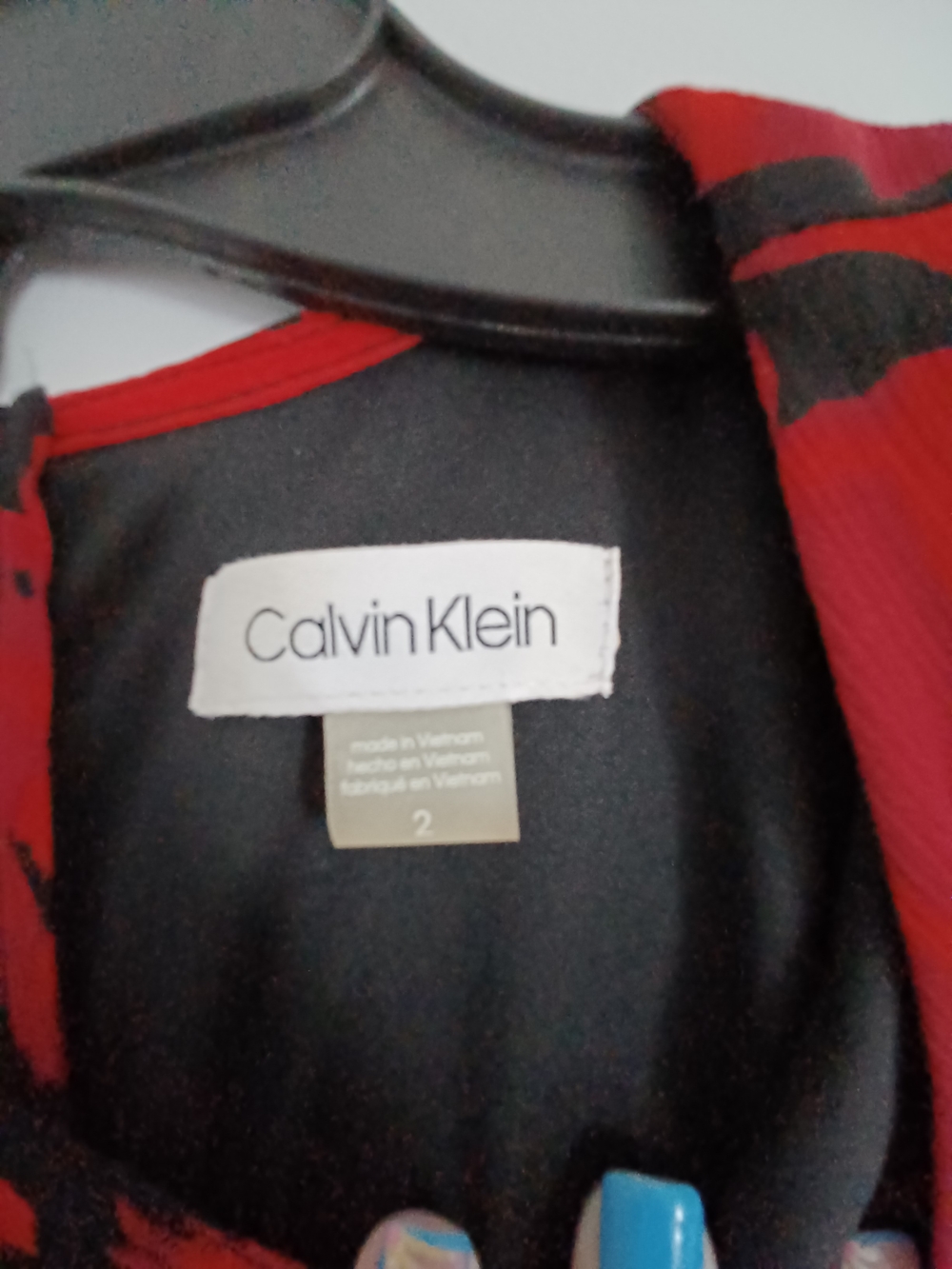 Calvin Klein Red and Black Floral Midi Dress - Picture 6 of 6
